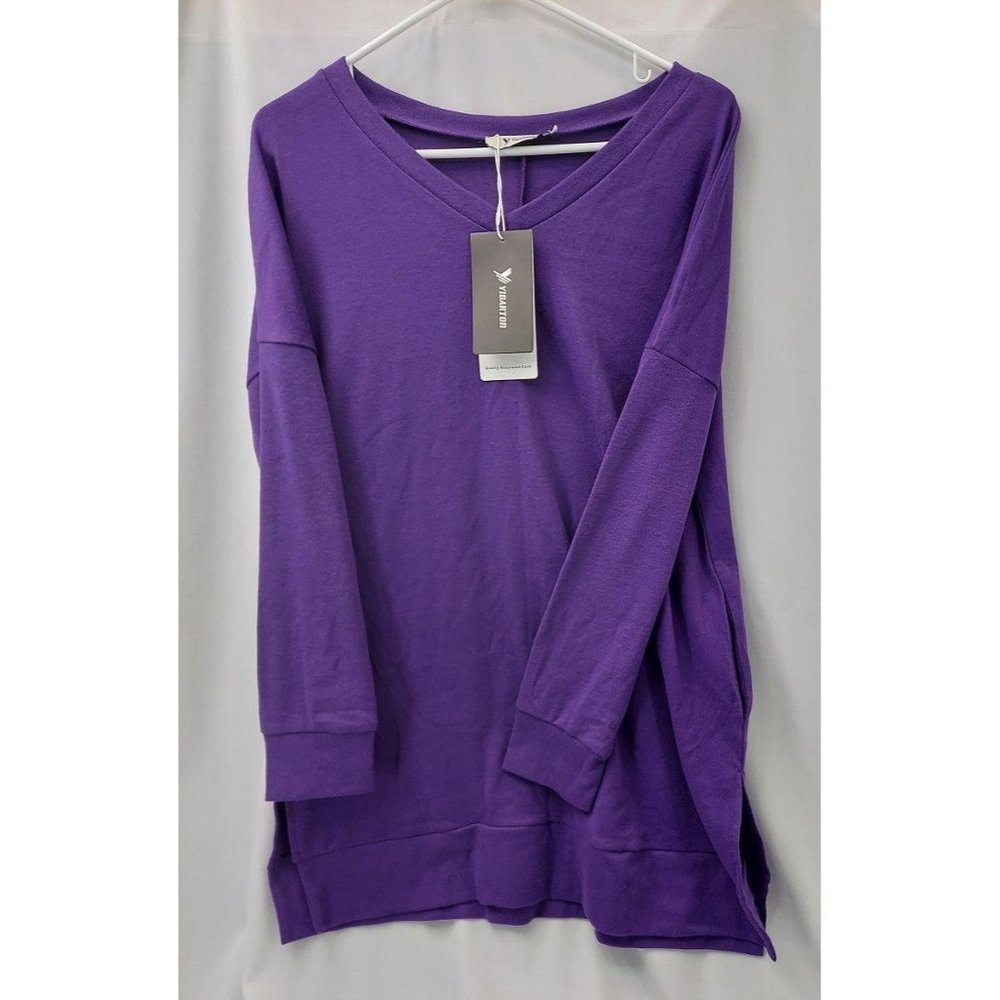 Womens L Purple Long Sleeve Shirt -G8